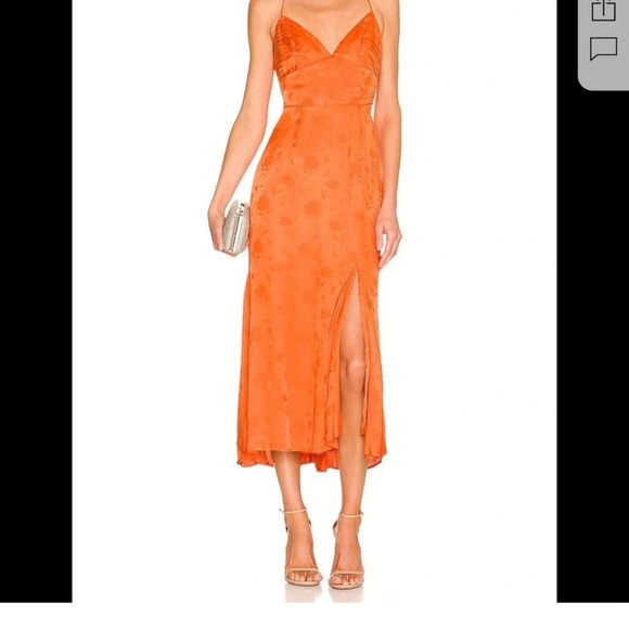 SAU LEE FRANCESCA ORANGE FLORAL JACQUARD MIDI DRESS, WOMEN'S SIZE 4 - Picture 2 of 10